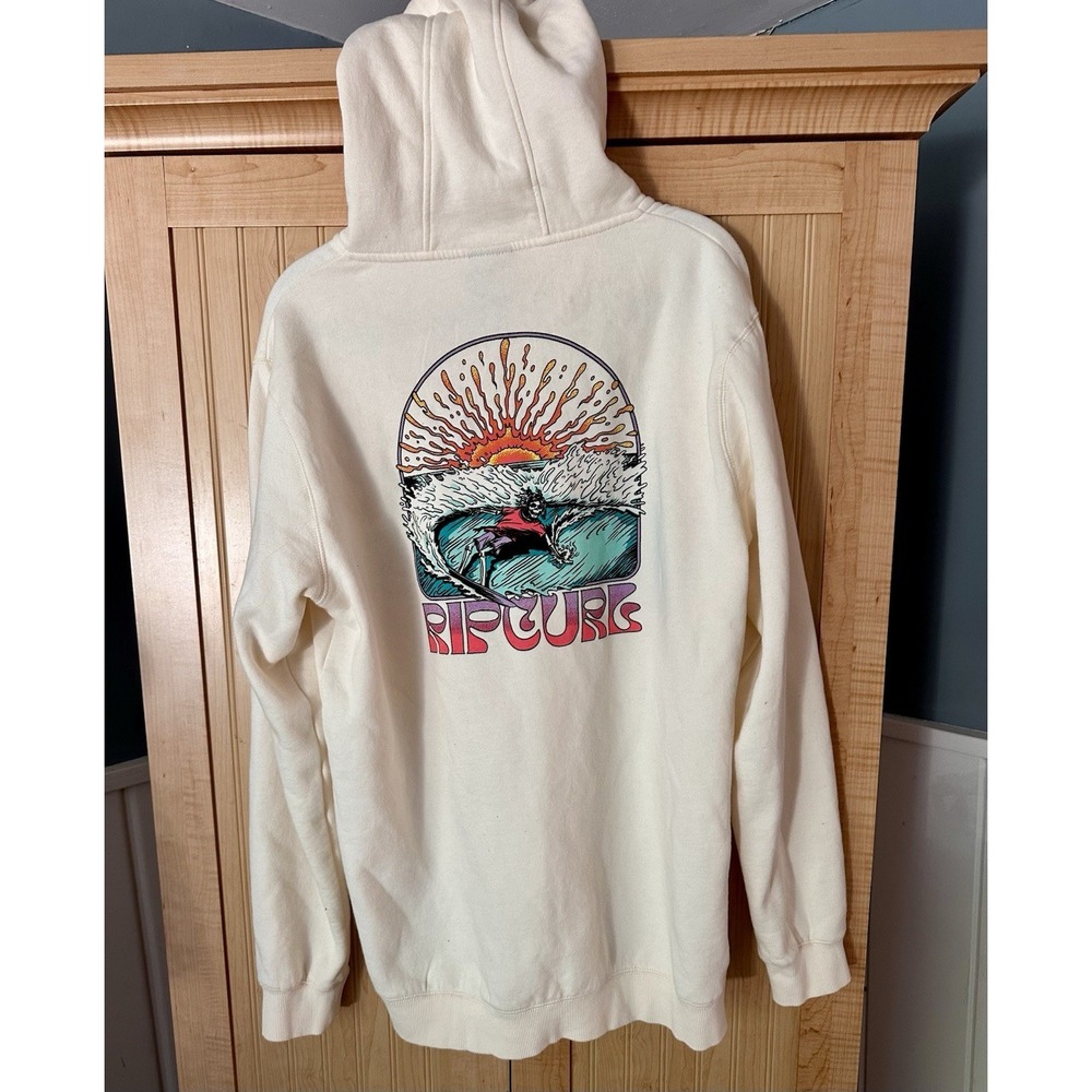 Rip Curl Grateful Shred Off White Zip Hoodie Surf Skate Style Mens Size L